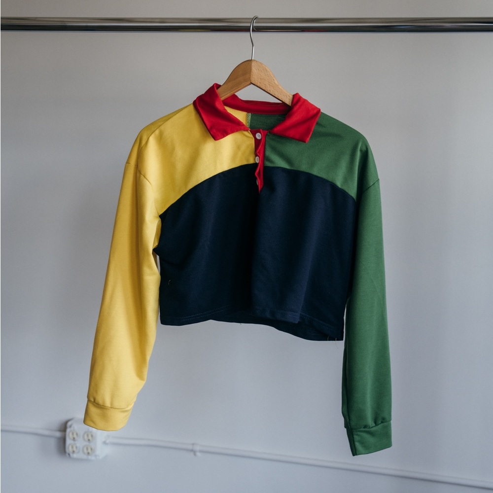 Colorblock Long Sleeve Polo Shirt